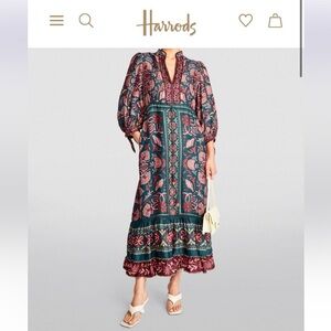 Farm Rio Shell Maxi Dress Silky Tiered XXS NWOT